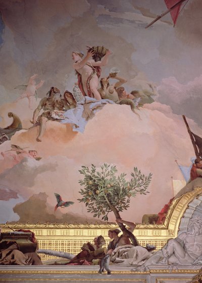 The Glory of Spain IV, from the Ceiling of the Throne Room (detail) by Giovanni Battista Tiepolo